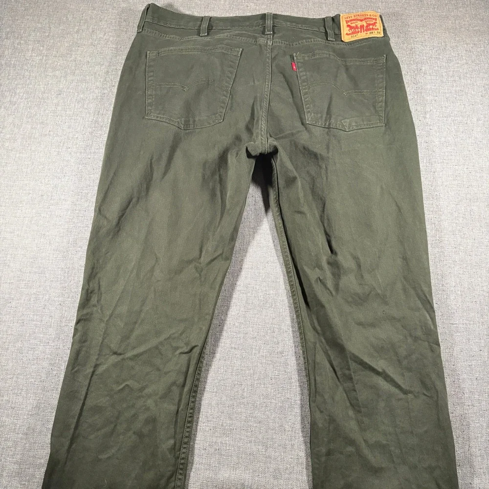 Levi's 514 Straight Fit Pants Mens 38x32 Olive Green Stretch Twill Chino Jeans